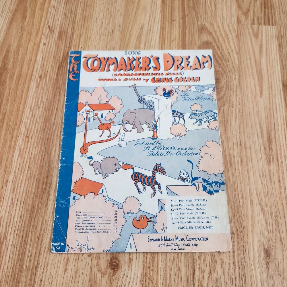Vintage 1929 The Toymaker's Dream Sheet Music Ernie Golden Frederick Manning